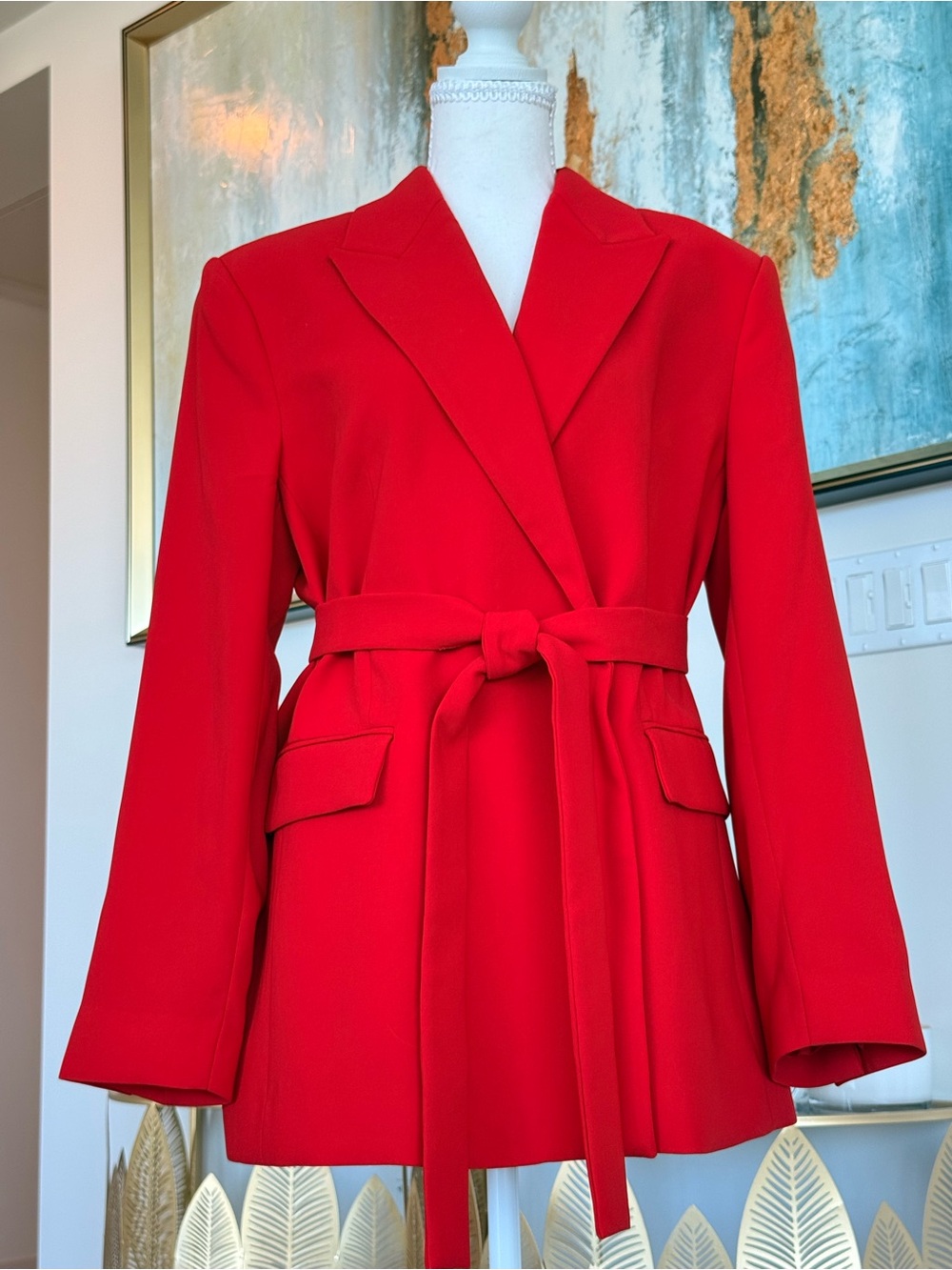Red Belted Classic Blazer